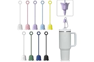 Neepanda Silikonowe osłony słomkowe do kubka Stanley Yeti, wielokrotnego użytku, łatwe do czyszczenia, pyłoszczelne nakładki na słomkę kwiatową, kompatybilne ze słomkami 6-10 m, wielokolorowe B, 9 szt