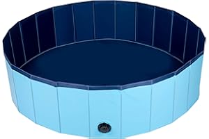 MAXXPRO Haustier Hundepool - 120 x 30 CM - Mittlere Hunderassen - Faltbares Hundebad - Rutschsicherer Boden - mit Entleerventil - Blau