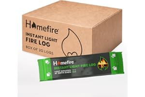 Homefire Natural Instant Light Fire Logs, for Open Fires, Multi-fuel Stoves, Wood Burners, and Campfires, Smokeless and Odourless (Pack of 20)