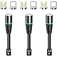 N. NETDOT Gen12 Micro-USB and USB-C[3.3ft,3 Pack Black] Magnetic Fast Charging Data Transfer Cable Compatible with Android Device
