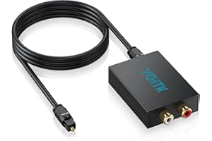 YGiTK 192kHz DAC Digital to Analog Audio Converter with Digital Audio Optical Cable,SPDIF Toslink Optical to RCA Converter for HDTV, DVD, Blu-Ray Players and Game Consoles
