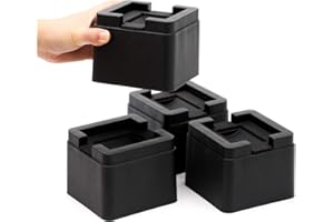 MIIX HOOM 3 inch Bed and Furniture Risers Stackable Square Heavy Duty - Bed Blocks for Couch, Sofa, bed, desk, dorm, Furniture Feet with Castor Wheels, Set of 4
