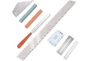 NEEQI Manche de guitare à bord droit cranté avec lime à frette, frette rocker, protecteurs de touche et pierres abrasives dans un sac en velours pour guitares électriques Gibson 62,9 cm et Fender 64,8 cm