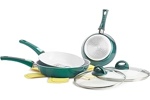 Genius Cerafit Fusion Patelnie (7 części) z powłoką ceramiczną. Dzięki efektowi lotosu czyszczenie jest dziecinnie proste, wystarczy wytrzepać i gotowe, 28 x 28 x 6,2 cm