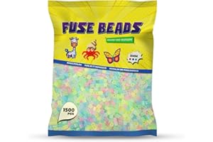 Benny Beads Bügelperlen 1500 Stück, Midi-Größe 5mm, Kreatives Bastelzubehör DIY Fuse Beads (Im Dunkeln leuchten)