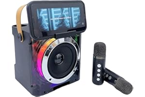 GAOGODOT Karaoke con Microfono, Cassa Bluetooth Karaoke Macchina per Bambini, Altoparlante Bluetooth Portatile, Microfoni Wireless Karaoke con Megafono e Luci LED, Partybox per Feste in Interno ed Esterno