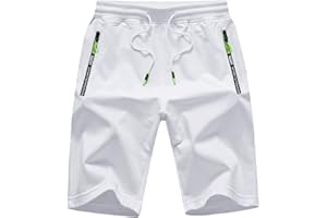 JustSun Mens Shorts Summer Casual Joggers Stretch Shorts Elasticated Waist with Zip Pockets