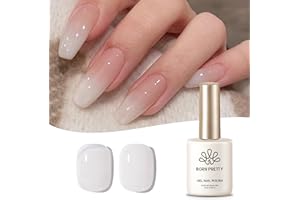 BORN PRETTY Milky White Gel Nail Polish Jelly White Translucent Natural Color X-Jelly Gel Polish U V LED Nail Art Manicure Varnish 15ML, 75% Mily Jelly