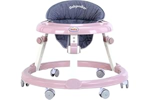 GT GETCO TECH Girello con ruote, regolabile in altezza, pieghevole, per bambini, per bambini e bambine dai 6 ai 18 mesi