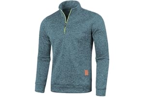 AOOUEKUL Half Zip Pullover Herren Ohne Kapuze Männer für Solid Arbeitspullover Oversize Winter Sport Arbeitspullover Sweater Men