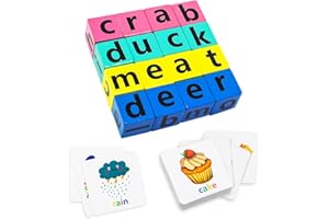 ZOLUNU Crossword Puzzles, Wooden Letters Spelling Games with Flash Cards Words, Wooden Matching Letters Early Learning Toy for Boys Girls Kids