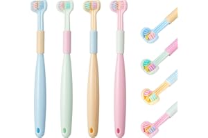 Auidy_6TXD 4 Stück Dreiseitige Zahnbürste für Kinder - Kids Toothbrush Extra Weich mit Kinderzahnbürste
