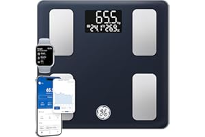GE Balance Pese Personne Intelligent, Pese Personne Masse Graisseuse et Muscle IMC 13 Mesures Corporelles Balance Connectée Haute Hrécision avec Grand Écran 180 kg