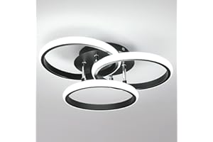 Comely Plafón LED Redondo 40 cm, 40 W 4500 LM, Lámpara de Techo Negra Luz Blanca Fría 6500 K, Diseño Moderno para Salón, Cocina y Baño