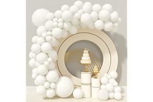CONLEKE White Balloons 140pcs Balloon Garland Arch Kit 5/10/12/18 Inch Different Sizes Matte Latex for Wedding Decorations Graduation Birthday Party Baby Shower Anniversary Decorations, Medium
