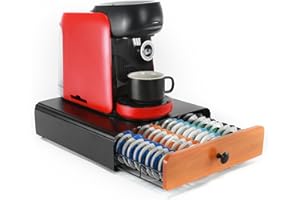 SYSYLY Porte Capsule Compatible pour Tassimo Capsules,Porte Dosette de café,Tiroir Métal, Distributeur, Support Dosette de Café, Tiroir Étagère Empilable pour Stockage,Noir.