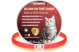 YOTANGO Collier Anti Puces pour Chat, Collier Anti Puces et Tiques pour Chats Imperméable, Réglable Collier Anti Puce Chat Lumineux - 8 Mois de Protection Naturelle pour Chats de Toutes Tailles-Rouge