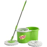Scotch-Brite Twin Bucket Spin Mop with Easy Wring & Rinse System, 360° Adjustable Handle, High Absorbency Microfiber for Deep