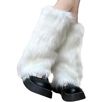 1 Paire De Jambières En Fausse Fourrure - Chaussettes Bottes Moelleuses Pour Hiver, Blanc, 40 Cm