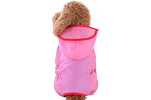 PETCUTE Imperméable pour Chien avec Capuchon, Imperméable pour Chien 100% étanche Ultraléger et aéré avec Poignets élastiques pour Chiens Moyens à Grands,Manteau imperméable pour Chiot,Rose,2XL