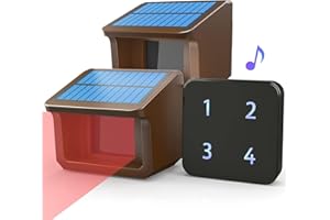 Allarme vialetto HTZSAFE,Sensore di movimento esterno completamente resistente alle intemperie e rilevatore di sicurezza fai-da-te Sistema di allarme di sicurezza,1 ricevitore e 2 sensori KIT