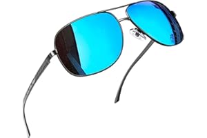 Joopin Polarizadas Gafas de Sol Hombre de Metal Rectangulares Clásicas Militares Vintage Protección UV400 para Conducir Ciclismo Golf Pesca