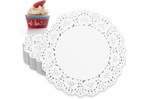 NICECONE 150 Pcs Round Paper Doilies for Food, 11.5cm / 4.5in Disposable Lace Doilies Decorative Paper Placemats Table Pads for Cake, Desert, Party Weddings Tableware Decor