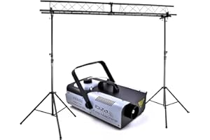 IBIZA LIGHT - SLB04 Portique Dj de 3M en ACIER + 1 LSM1500PRO avec 2 télécommandes Fil et sans Fil - 1 Bidon Produit SMOKE1L Offert - PA DJ LED Soirée dansante mariage anniversaire bar club disco