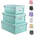 3 Pack/Set Plastic Storage Box with Lid,Waterproof Storage Bins for Toys/shoes/clothes/Office Teal color