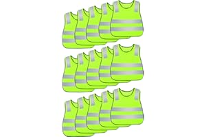 AIEOE Gilet di Sicurezza per Bambini Gilet Riflettenti Ad Alta Visibilità Gilet in Velcro per Corsa Ciclismo Jogging 5/10/15/20 Pezzi