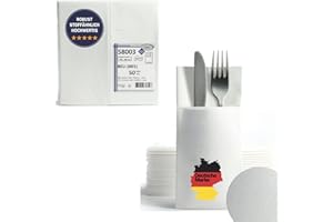 AROBA 50x Airlaid Besteckservietten (Weiß, 39x40 cm) - Hochwertige Serviettentaschen - Fertig gefaltete Bestecktaschen - Stoffähnliche Airlaidservietten