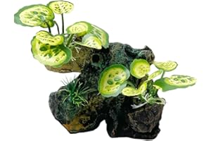 Smoothedo-Pets Decoraciones de pecera, adornos de decoración de acuario, almohadilla de hoja de seda Betta, hamaca, madera flotante, cueva de roca, accesorios de cuenco de peces dorados (juguete de