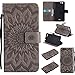 Produktbild Anlike Tasche Hülle für Wiko Pulp Fab 4G (5,5 Zoll) ,Sonnenblume Prägung PU Leder Flip Wallet Case Tasche Cover Handytasche Schutzhülle Handy Zubehör Lederhülle Handyhülle mit Bookstyle mit Standfunktion Kredit Kartenfach - grau