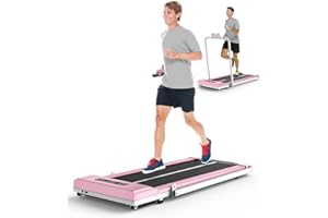 HomeFitnessCode Folding Treadmill, 2 in 1 Under Desk Treadmill with Shock Absorption, Installation-Free, 1-10km/h Speed Range and LED Display, Electric Treadmills for Home Office, 120kg Capacity