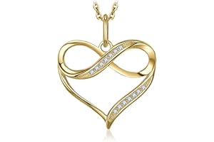 JewelryPalace Łańcuszek Miłość Serce Wisiorek Nieskończoność z Cyrkonią 45CM, Łańcuszki Srebrny Naszyjnik Damski Srebro 925 Łańcuszki Dziewczyny, Biżuteria Damska Różowe Złoto Złoto