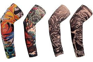 GHEART Maniche Tatuaggio, Manica a Tatuaggio, Nylon Elastiche Realistico Tatuaggio Temporaneo Finti Tattoo Sleeve, Manicotti da braccio per Uomo Donna, Sportiva Protezione,Ventilazione di Protezione Solare