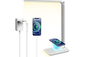 A3A ACADGQ Lampa biurkowa LED z bezprzewodowym ładowaniem 10 W, funkcja ładowania USB, lampa biurowa, 30 min automatyczny timer