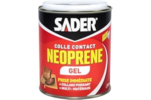 Sader Colle Contact Néoprène Gel – Colle Extra Forte Tous Matériaux – Prise Immédiate – Idéale pour Supports Poreux ou Verticaux – Spatule Incluse – Boîte de 750 ml