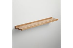 ‎BESTLOFT.DE BestLoft.de Bilderleiste Holzregal Wand Regal Bilderleiste Eiche Floating Shelf Flur Regal Holz Deko Wand Wandregal Holz aus massiv (Eiche Hell, Breite: 90cm / Tiefe: 15cm)