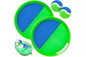 INPODAK Enfants Lancer Catch Ball Jouet Jeu de Balle avec Raquettes pour Enfants 3-12 Ans Jeu Ensemble avec 2 Raquettes 2 Balles et 1 Sac de Rangement Raquette de Plage pour Jardin Piscine Plage