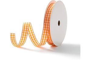 MORSUNBELA Nastro Regalo, Nastro a Quadri Nastri Stoffa, Nastri Colorati Nastro Decorazione Nastro a Quadri, per Artigianato Fai da te Torta Bouquet Decorazione Festa di Natale (Arancione)