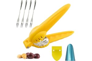 BORISCA 6 Piezas Peladora de Castañas, Cortador Castañas en Cruz de Acero Inoxidable, Partidor de Castañas para Abre Castañas, Nueces y Otros Frutos Secos, 2 Abridor de Castañas y 4 Tenedores