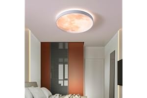 GUANSHAN LED Moon Plafonnier Ultra-Mince Rond Plafonnier Simulation Lune Lustre Entrée Couloir Plafonnier pour Chambre Salon Garçons Filles Chambre 33CM/13.1''
