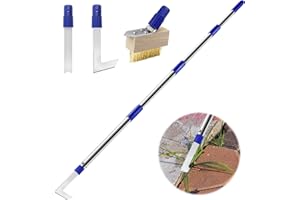 ANWOR Patio Weed Remover Tool with Long Handle, Weed Scraper and Weed Wire Brush Set Combo, 60" Block Paving Weeding Tool to Remove Weeds and Moss, 3 Different Weeder Tools Heads for Garden, Patio, Driveway