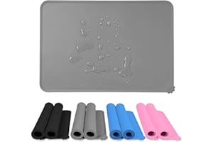 KULAMO Alfombra Comedero Perro y Gato de Silicona 2 Piezas, 48x30cm Alfombrilla de Alimentación Antideslizante para Mascotas, Tapete Impermeable para comederos de Mascotas, Fácil de Limpiar