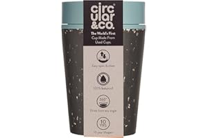 Circular and Co Leakproof Reusable Coffee Cup 8oz/227ml - The World's First Travel Mug Made from Recycled Coffee Cups, 100% Leak-Proof, Sustainable & Insulated. (Black & Faraway Blue)