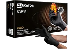 HAUS-HELD Rękawice nitrylowe Go Grip - czarne, rozm. M, 50 sztuk (25 par), bez pudru i lateksu, jednorazowe rękawice ochronne, wytrzymałe, rękawice robocze, rękawice ogrodowe, Disposible Gloves