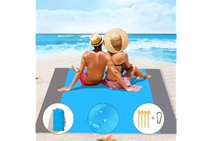 IvyLife Coperta da Spiaggia Picnic Portatile Impermeabile 210 x 200 cm Telo Tappeto da Spiaggia Montagna Campeggio All'aperto Escursionismo Viaggi Giardino con Reticule 4 Picchetti Anti Sabbia (Blu)