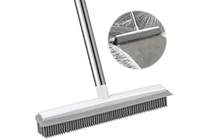 PlsMupn Scopa in Gomma con Manico Lungo, Manico Regolabile da 130 cm, Spazzola per Pavimenti per Rimuovere i Peli di Cani e Gatti