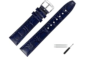 MARBURGER Uhrenarmband 18mm Leder Kroko (Caiman) Prägung Mit Naht - Werkzeug Montage Set 52918